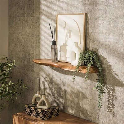 Helles Wandregal Organic 90 aus Holz zur Wandmontage, stilvolle Aufbewahrungslösung für modernes Zuhause