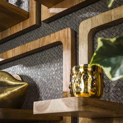 Wandregal Set Curvy von lefurn.de, modernes Wandregal mit geschwungenem Design, sichtbare Holzregalelemente an der Wand