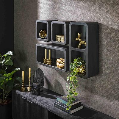 Dunkelbraunes Wandregal-Set von lefurn.de, elegante Wandregale aus dunklem Ton, ideal für moderne Raumgestaltung.