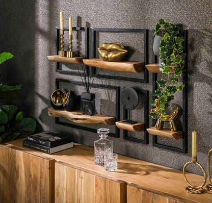Wandregal Set Edge von lefurn.de, modernes Wandregal aus Holz mit zwei Regalblenkeln, ideal für Dekoration und Aufbewahrung.