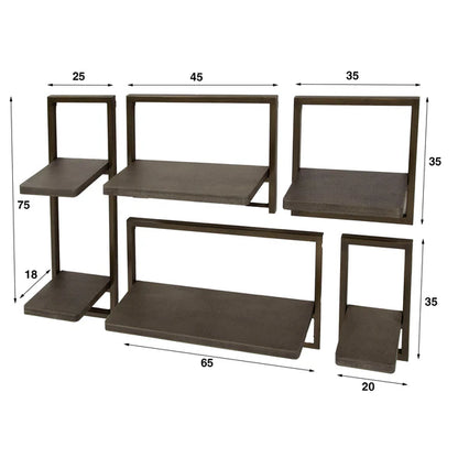 Wandregal Set Ferro von lefurn.de, modernes Wandregal mit schwarzem Metallrahmen und Holzregalböden, ideal für Wohnzimmer und Küche