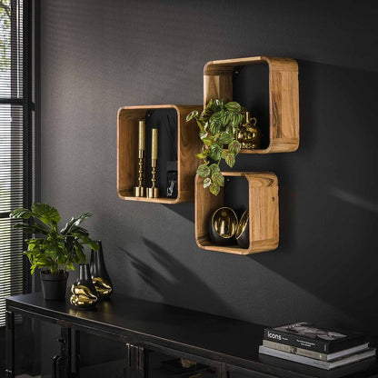 Wandregal Set Harry von lefurn.de, modernes Wandregal mit mehreren Ablageflächen aus Holzoptik, für stilvolle Raumgestaltung