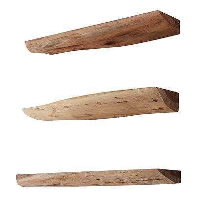 Wandregal Set mit Live Edge aus Holz, modernes Wandregal von lefurn.de, sichtbare Holzmaserung und minimalistisches Design