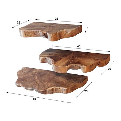 Wandregal Set Natural Line von lefurn.de, modernes Wandregal mit Holzoptik, ideal für die Wanddekoration und Stauraum.