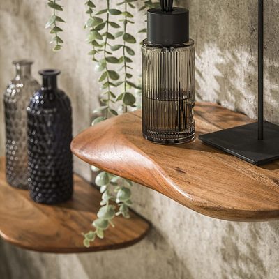 Wandregal Set Organic von lefurn.de, modernes Wandregal aus Holz mit zwei Ablagen für stilvolle Raumgestaltung