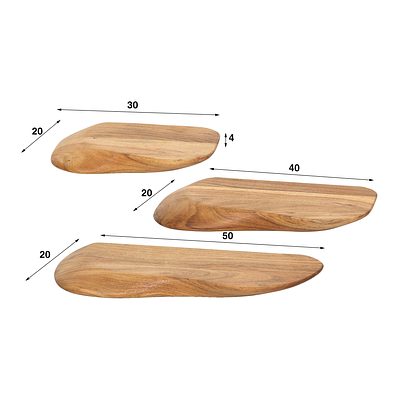 Wandregal Set Organic von lefurn.de, modernes Wandregal aus Holz, stilvoll im Wohnzimmer an der Wand montiert