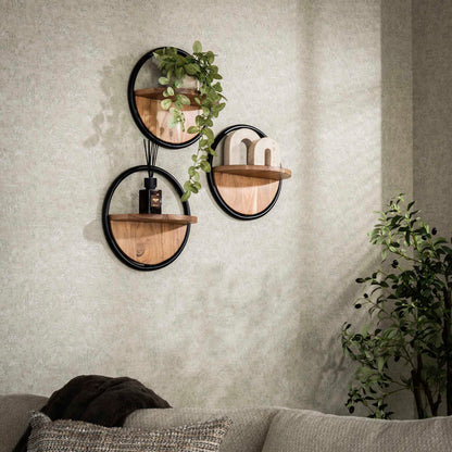Rundes Wandregal Set von lefurn.de, modernes Wandregal mit runden Ablagen für stilvolle Raumdekoration.