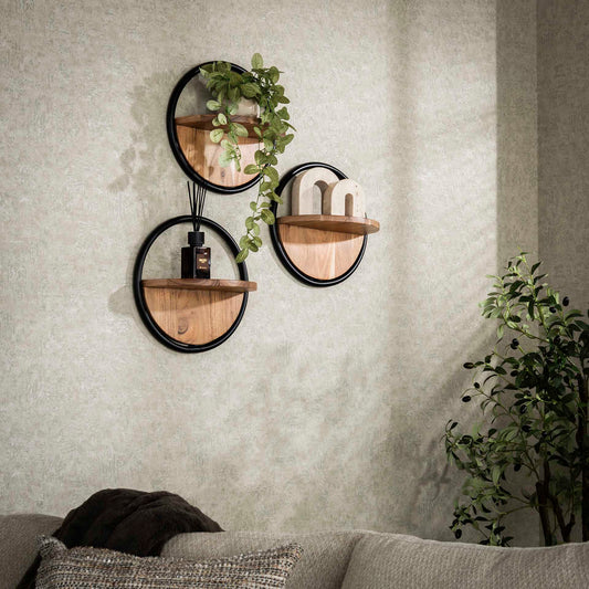 Rundes Wandregal Set von lefurn.de, modernes Wandregal mit runden Ablagen für stilvolle Raumdekoration.