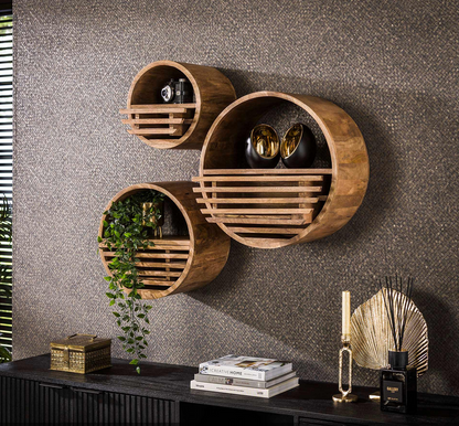 Wandregal Set Tweak von lefurn.de, modernes Wandregal aus Holz mit mehreren Ablageflächen, ideal für Wohnzimmer oder Flur