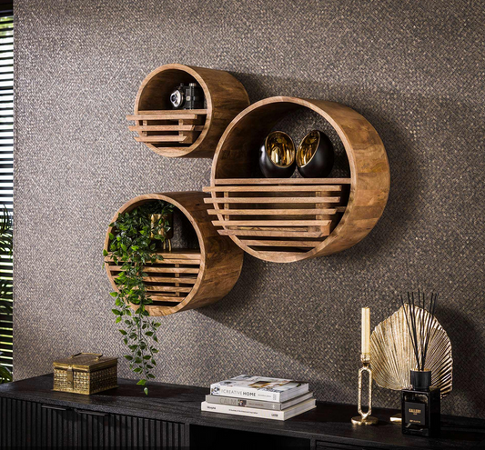 Wandregal Set Tweak von lefurn.de, modernes Wandregal aus Holz mit mehreren Ablageflächen, ideal für Wohnzimmer oder Flur