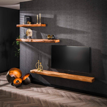 Wandregal Tree 150 von lefurn.de, modernes Holzregal mit mehreren Ablageflächen an der Wand montiert