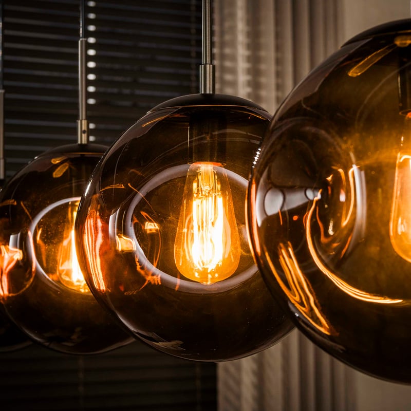 Hängelampe Stellar Sienna 4L von lefurn.de mit vier verstellbaren Lampenschirmen aus Metall und Glas für moderne Beleuchtung
