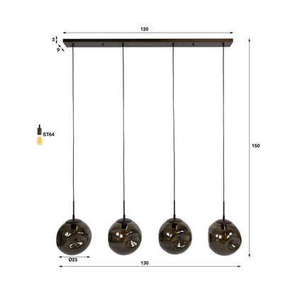 Hängelampe Stellar Sienna 4L von lefurn.de mit vier kugelförmigen Lampenschirmen aus Metall, moderne Deckenleuchte für Wohnzimmer