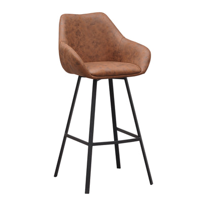 Moderner Barstuhl Vela von lefurn.de mit schwarzem Sitz und Holzbeinen, ideal für die Hausbar oder Küche.